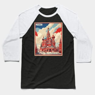 Red Square Russia Vintage Tourism Poster Baseball T-Shirt